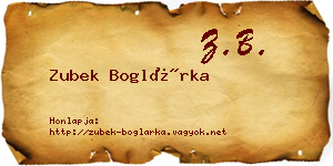 Zubek Boglárka névjegykártya